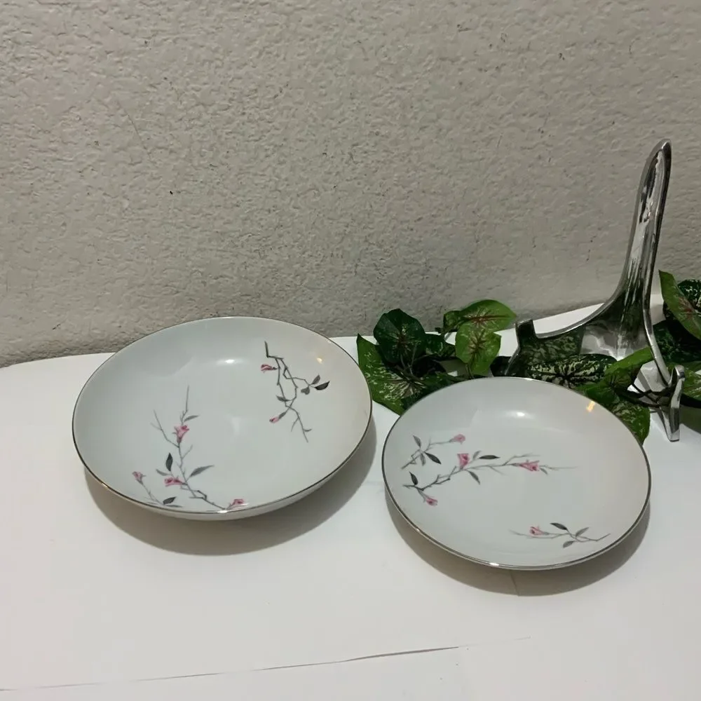2 Cherry Blossom Fine China 1067 Japan 1 large Bowls 9 1/8
